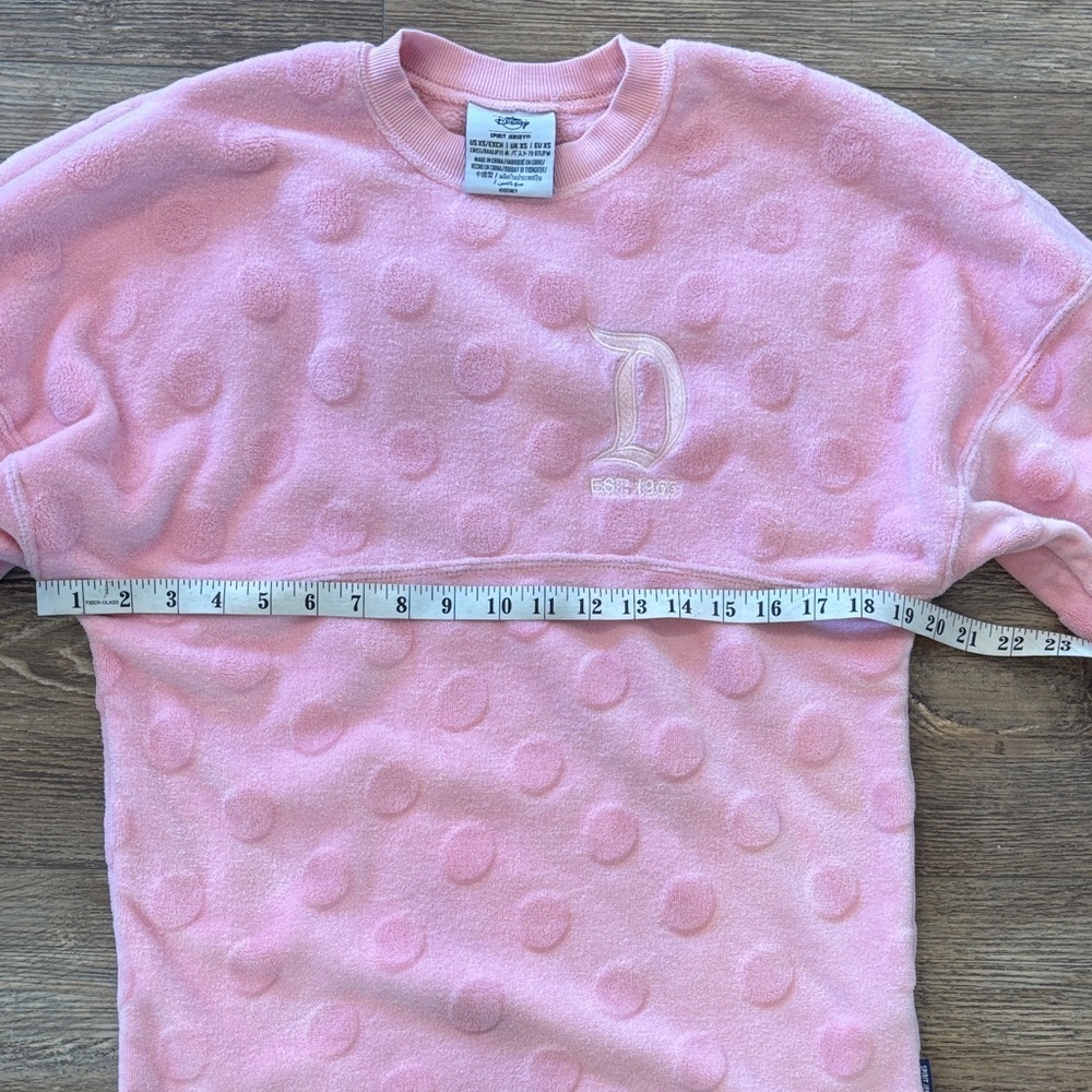Disneyland Spirit Jersey Pink Polka Dot Crew Neck Fleece US XS - Picture 8 of 10